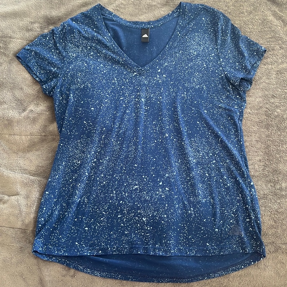 Blue speckled adidas workout top